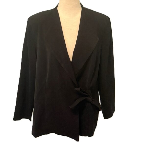 Jessica Howard Woman Navy Blue Blazer 18 Faux Wrap Business Office - Picture 1 of 6